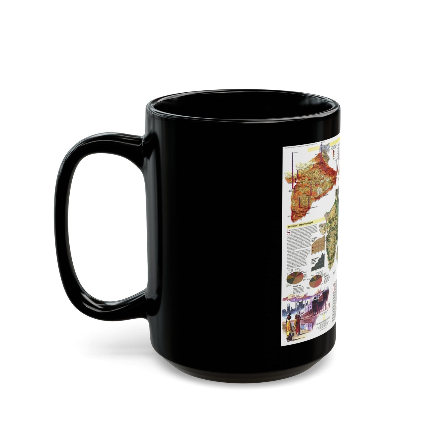 India (1997) (Map) Black Coffee Mug-The Sticker Space