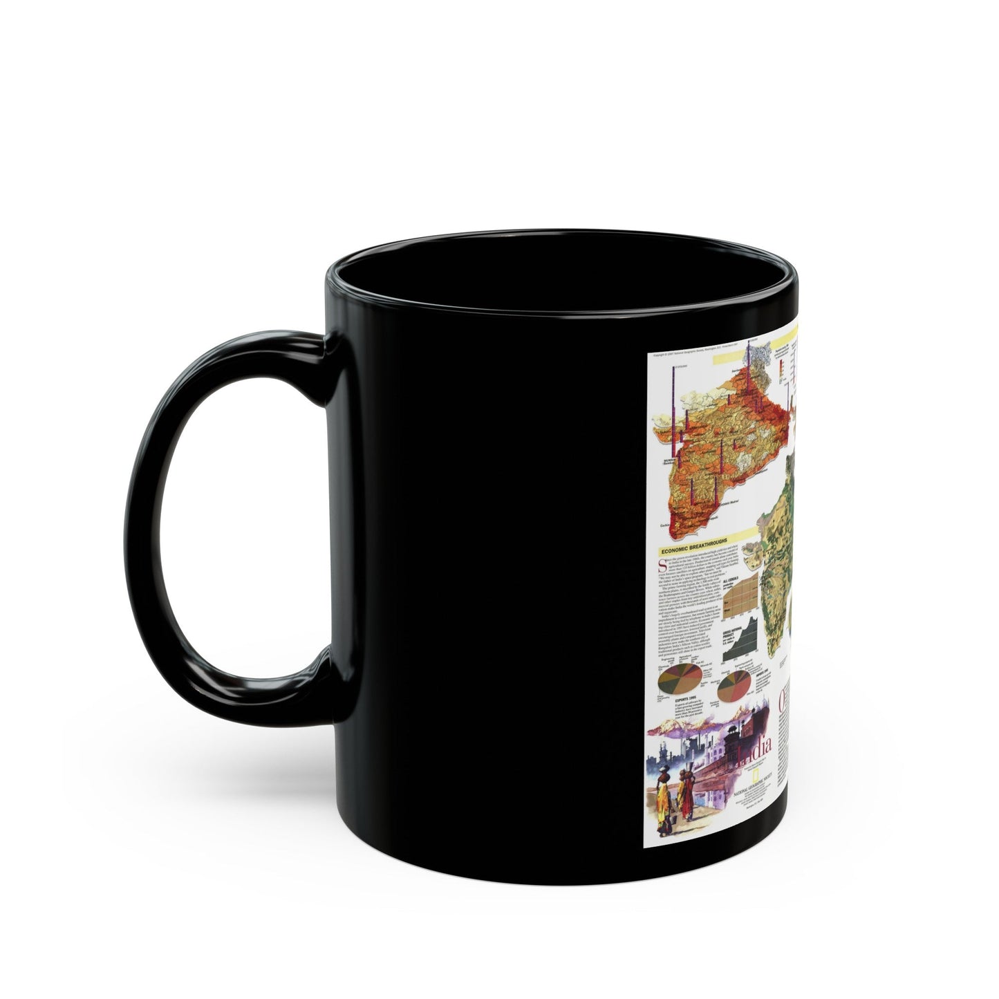 India (1997) (Map) Black Coffee Mug-The Sticker Space