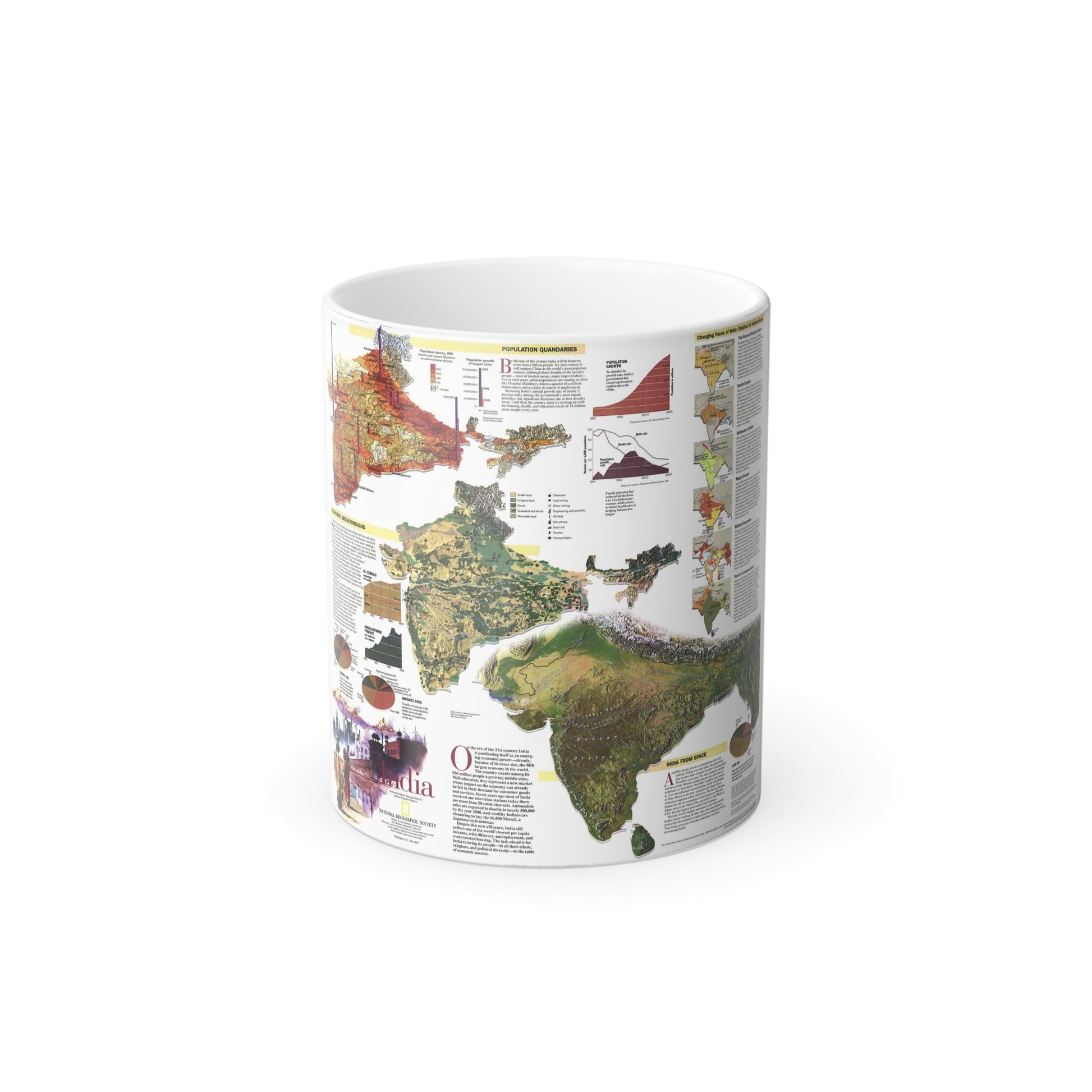 India (1997) (Map) Color Changing Mug 11oz-11oz-The Sticker Space