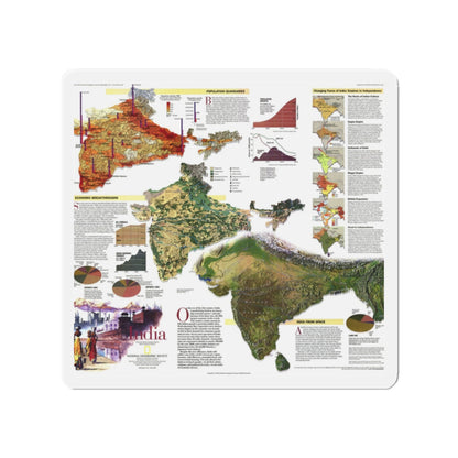 India (1997) (Map) Refrigerator Magnet-2" x 2"-The Sticker Space