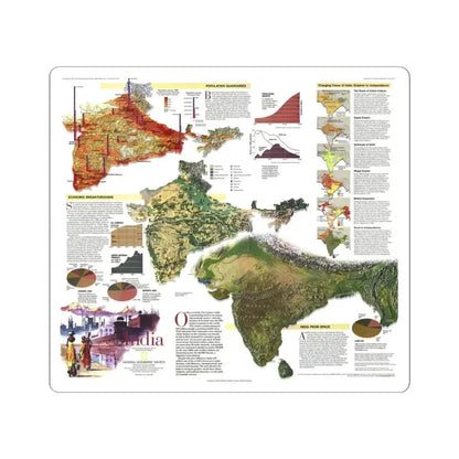 India (1997) (Map) STICKER Vinyl Kiss-Cut Decal 4 Inch White - The Sticker Space