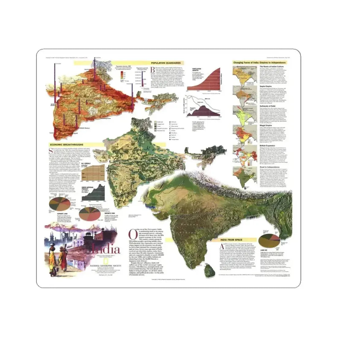 India (1997) (Map) STICKER Vinyl Kiss-Cut Decal 6 Inch White - The Sticker Space