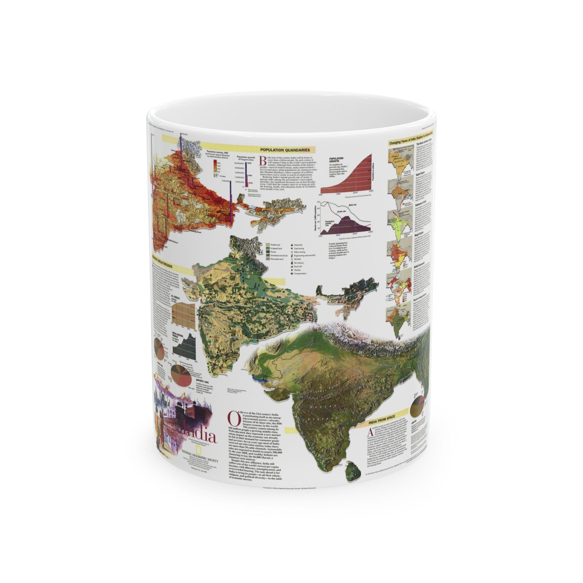 India (1997) (Map) White Coffee Mug-11oz-The Sticker Space