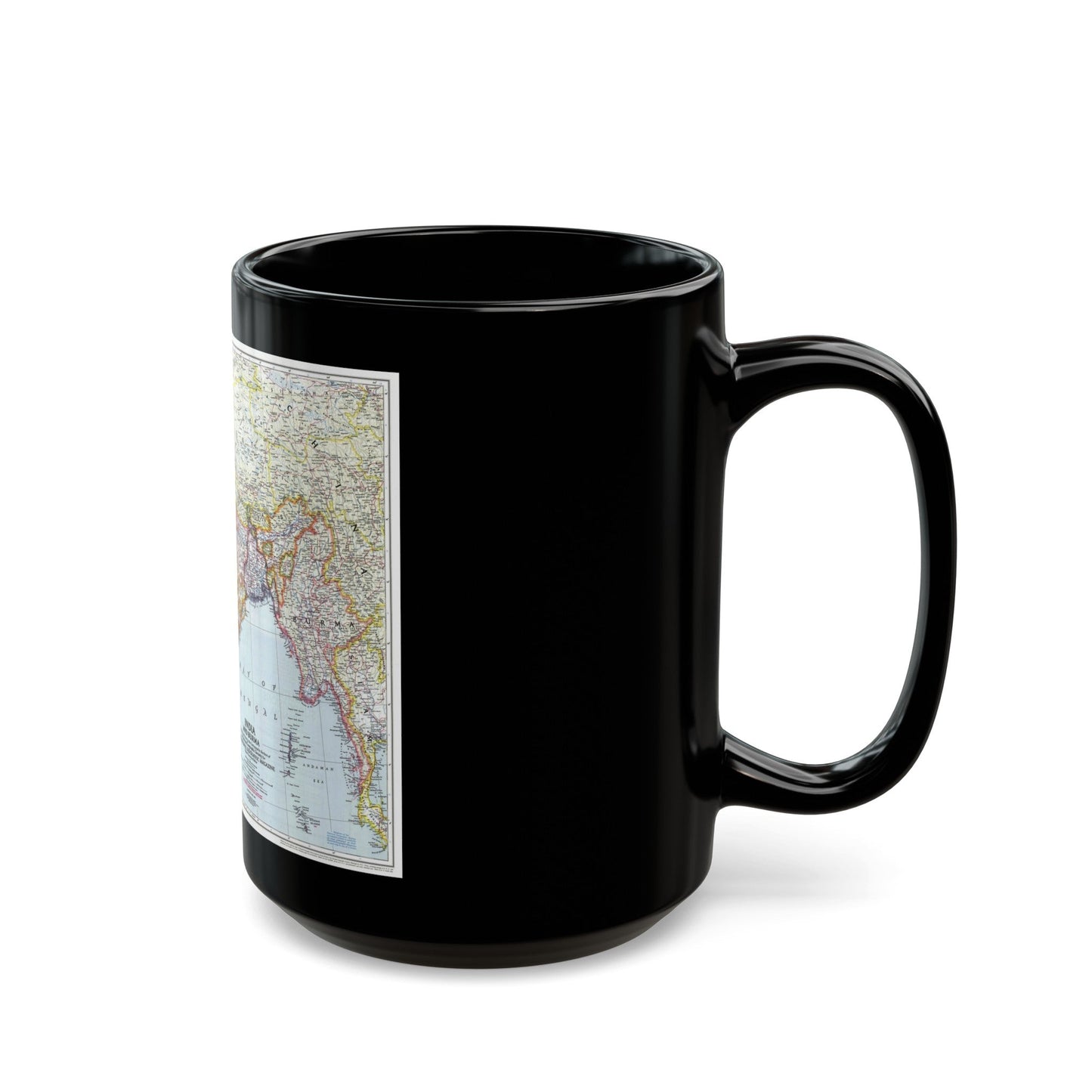 India and Burma (1946) (Map) Black Coffee Mug-The Sticker Space