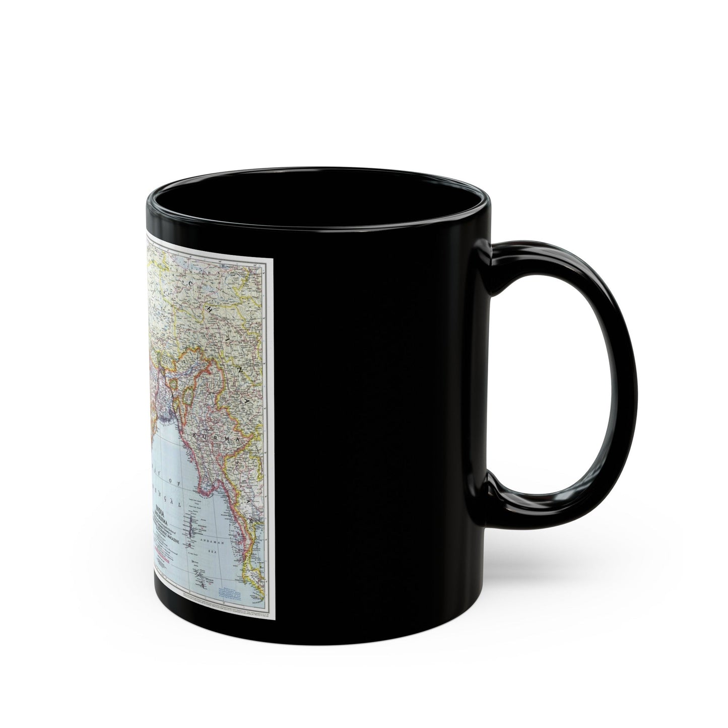 India and Burma (1946) (Map) Black Coffee Mug-The Sticker Space