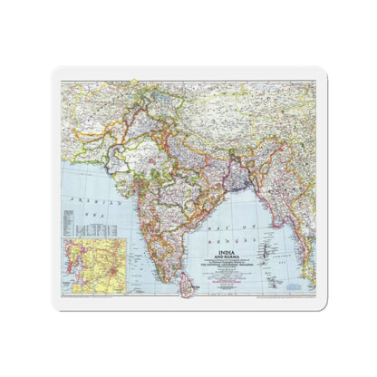 India and Burma (1946) (Map) Refrigerator Magnet-2" x 2"-The Sticker Space