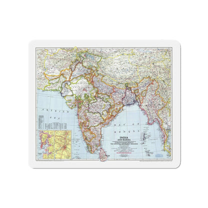 India and Burma (1946) (Map) Refrigerator Magnet-3" x 3"-The Sticker Space