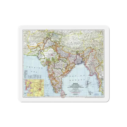 India and Burma (1946) (Map) Refrigerator Magnet 4 Inch - The Sticker Space