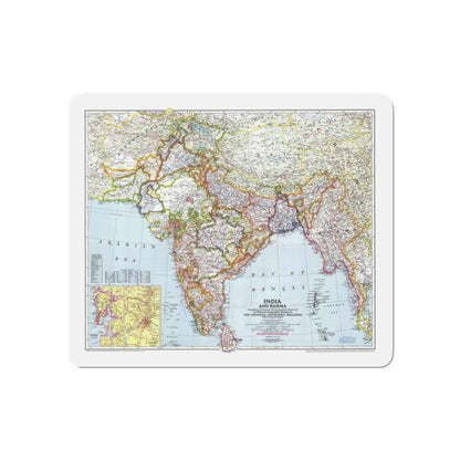 India and Burma (1946) (Map) Refrigerator Magnet-5" x 5"-The Sticker Space