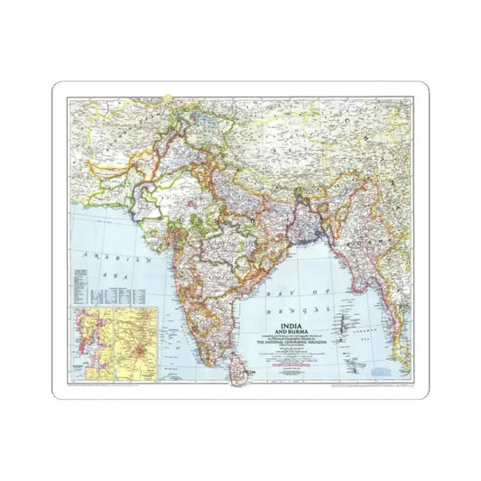 India and Burma (1946) (Map) STICKER Vinyl Kiss-Cut Decal 2 Inch White - The Sticker Space