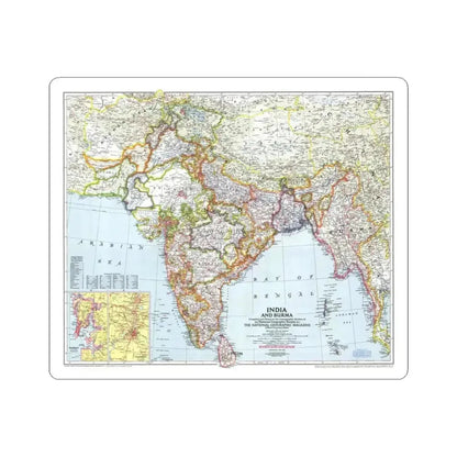 India and Burma (1946) (Map) STICKER Vinyl Kiss-Cut Decal 3 Inch White - The Sticker Space
