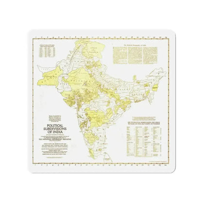 India - Political Subdivisions (1946) (Map) Refrigerator Magnet 2 Inch - The Sticker Space
