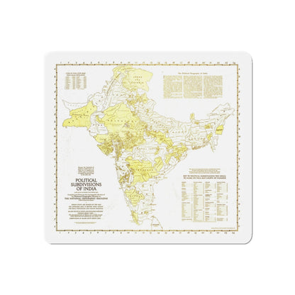 India - Political Subdivisions (1946) (Map) Refrigerator Magnet-5" x 5"-The Sticker Space