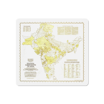 India - Political Subdivisions (1946) (Map) Refrigerator Magnet-6 × 6"-The Sticker Space