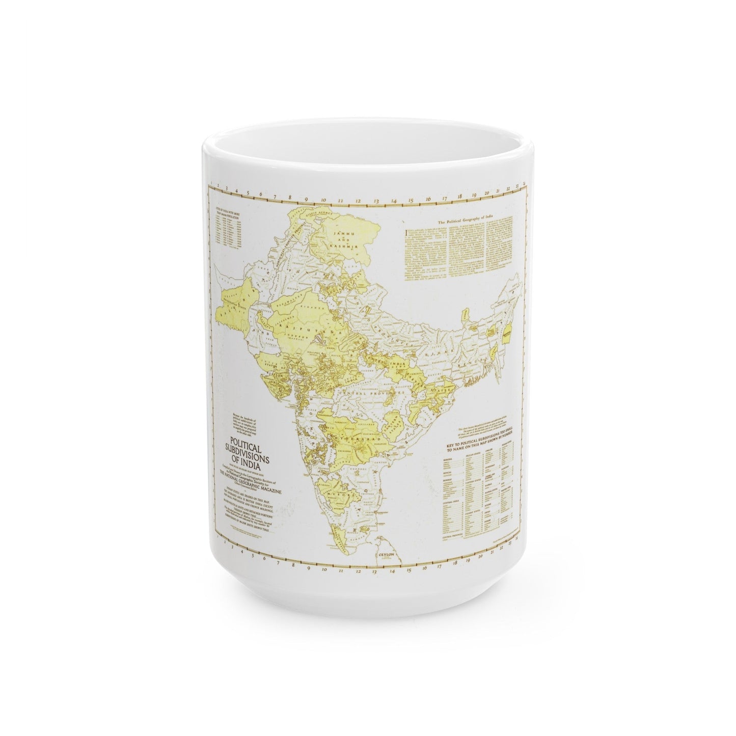 India - Political Subdivisions (1946) (Map) White Coffee Mug-15oz-The Sticker Space