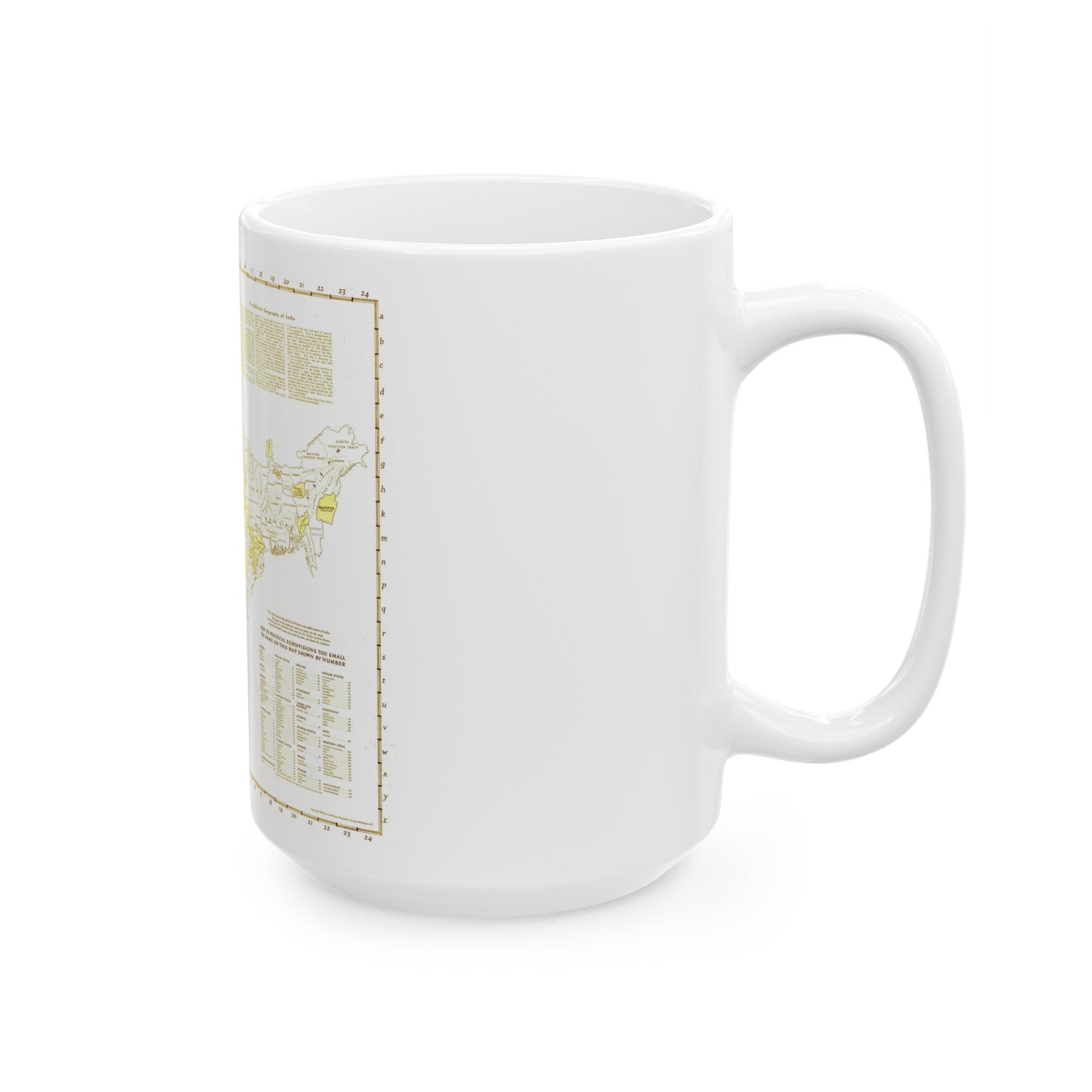 India - Political Subdivisions (1946) (Map) White Coffee Mug-The Sticker Space