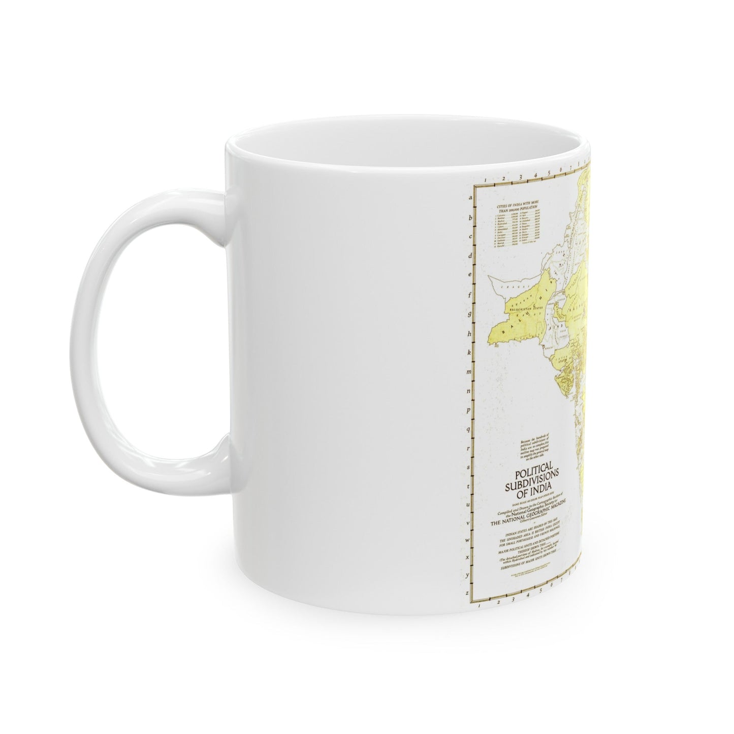 India - Political Subdivisions (1946) (Map) White Coffee Mug-The Sticker Space