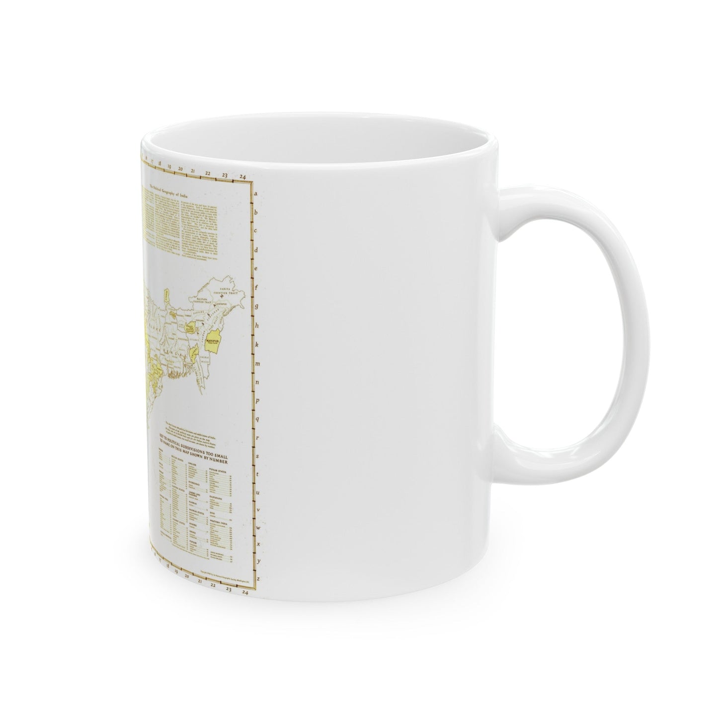 India - Political Subdivisions (1946) (Map) White Coffee Mug-The Sticker Space