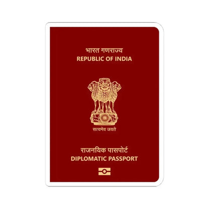 Indian Diplomatic Passport - STICKER Vinyl Kiss-Cut Decal 4 Inch White - The Sticker Space