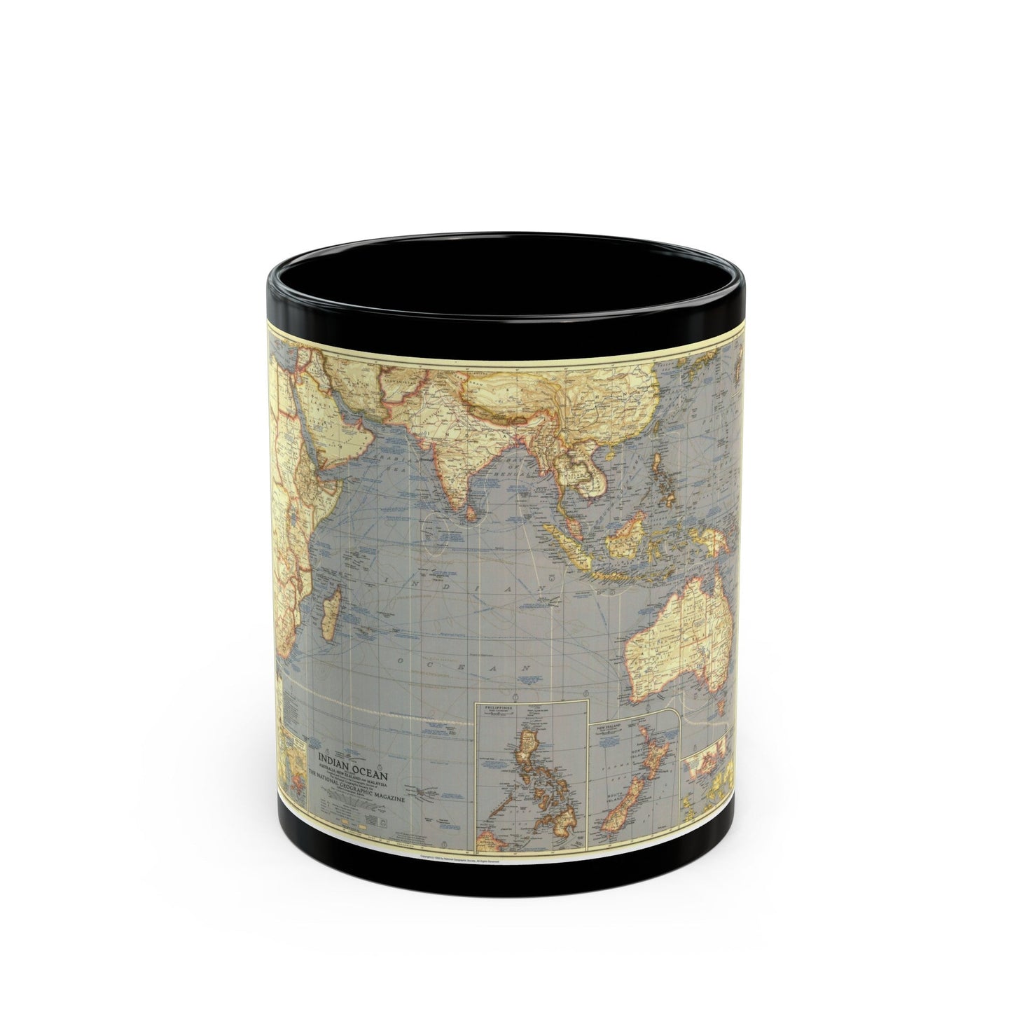 Indian Ocean (1941) (Map) Black Coffee Mug-11oz-The Sticker Space