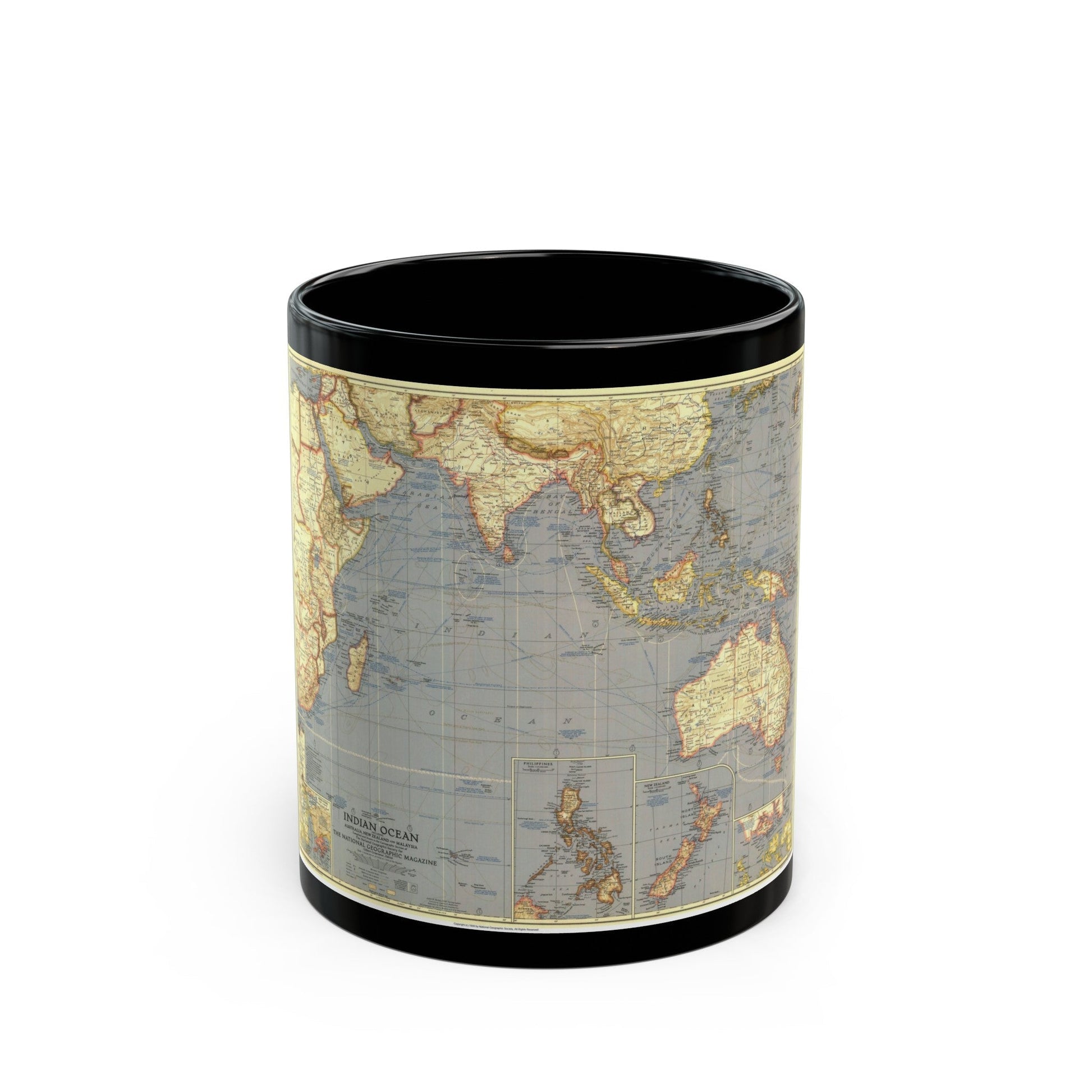 Indian Ocean (1941) (Map) Black Coffee Mug-11oz-The Sticker Space