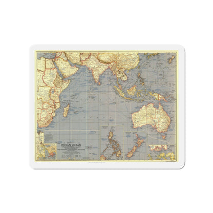 Indian Ocean (1941) (Map) Refrigerator Magnet-3" x 3"-The Sticker Space