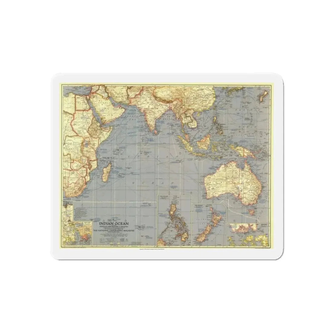 Indian Ocean (1941) (Map) Refrigerator Magnet - The Sticker Space