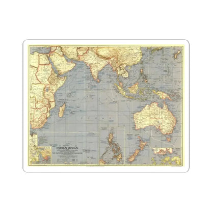 Indian Ocean (1941) (Map) STICKER Vinyl Kiss-Cut Decal 3 Inch White - The Sticker Space