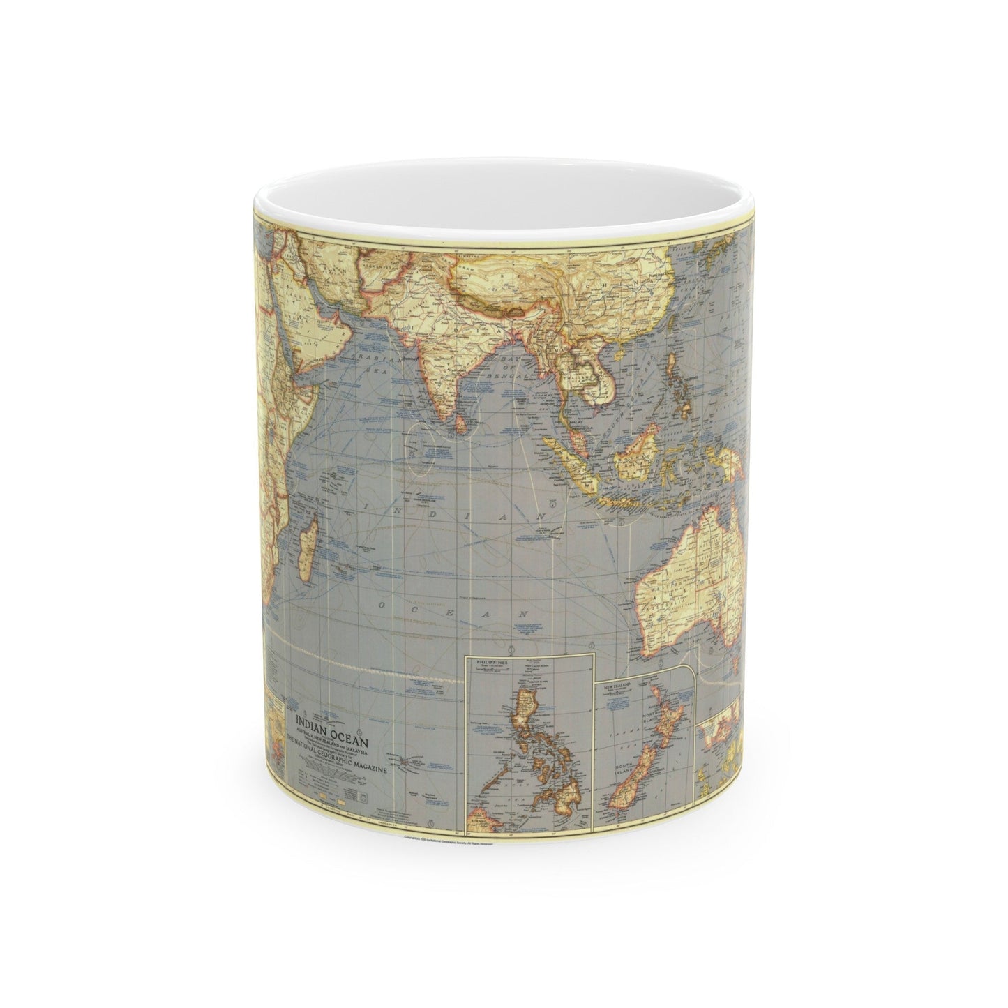 Indian Ocean (1941) (Map) White Coffee Mug-11oz-The Sticker Space