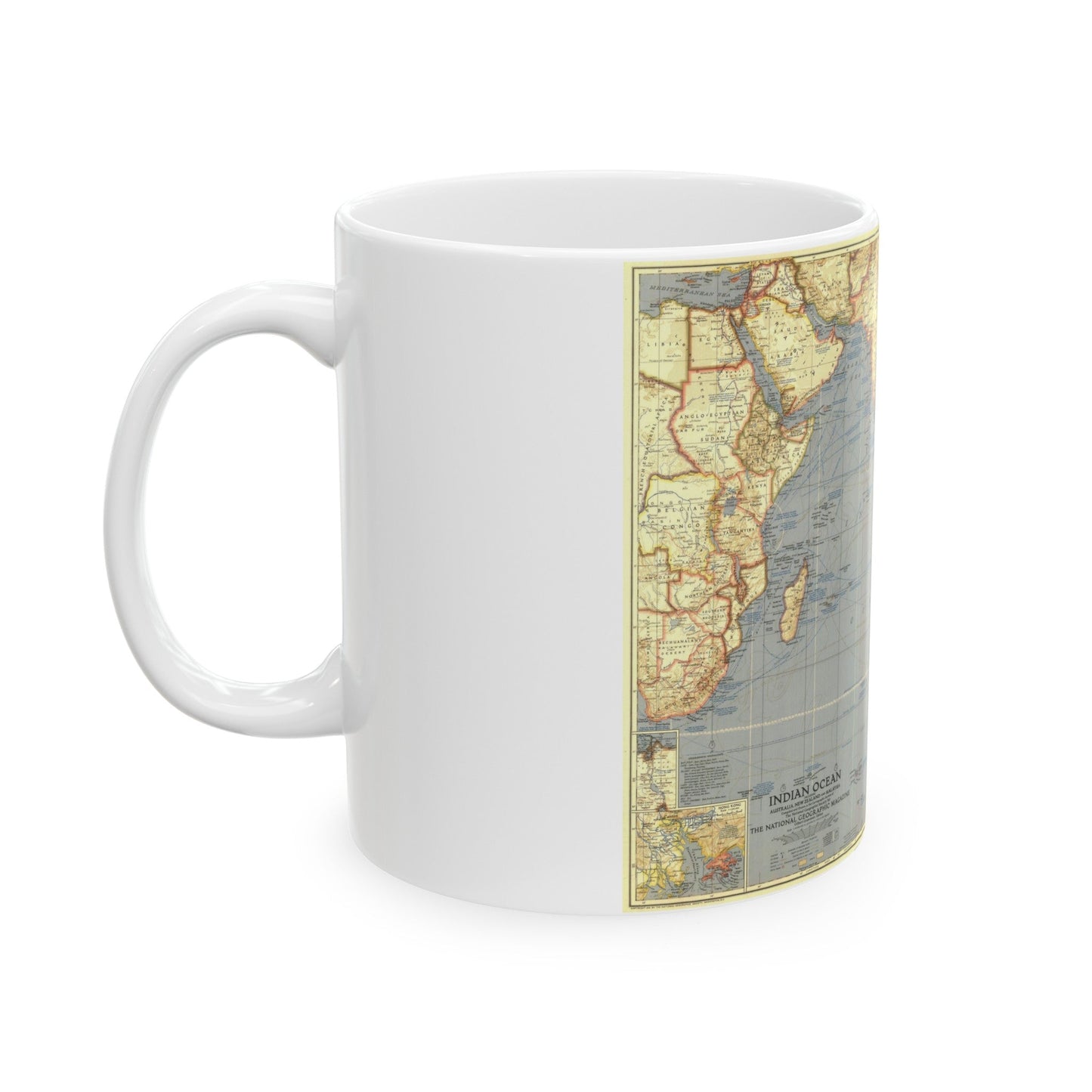 Indian Ocean (1941) (Map) White Coffee Mug-The Sticker Space