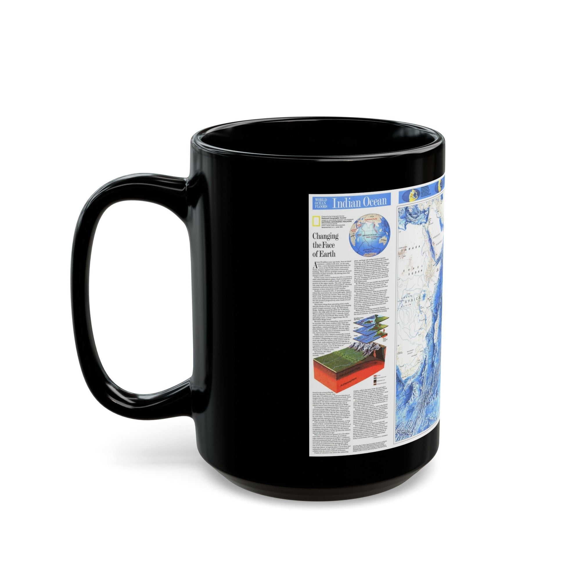 Indian Ocean (1992) (Map) Black Coffee Mug-The Sticker Space