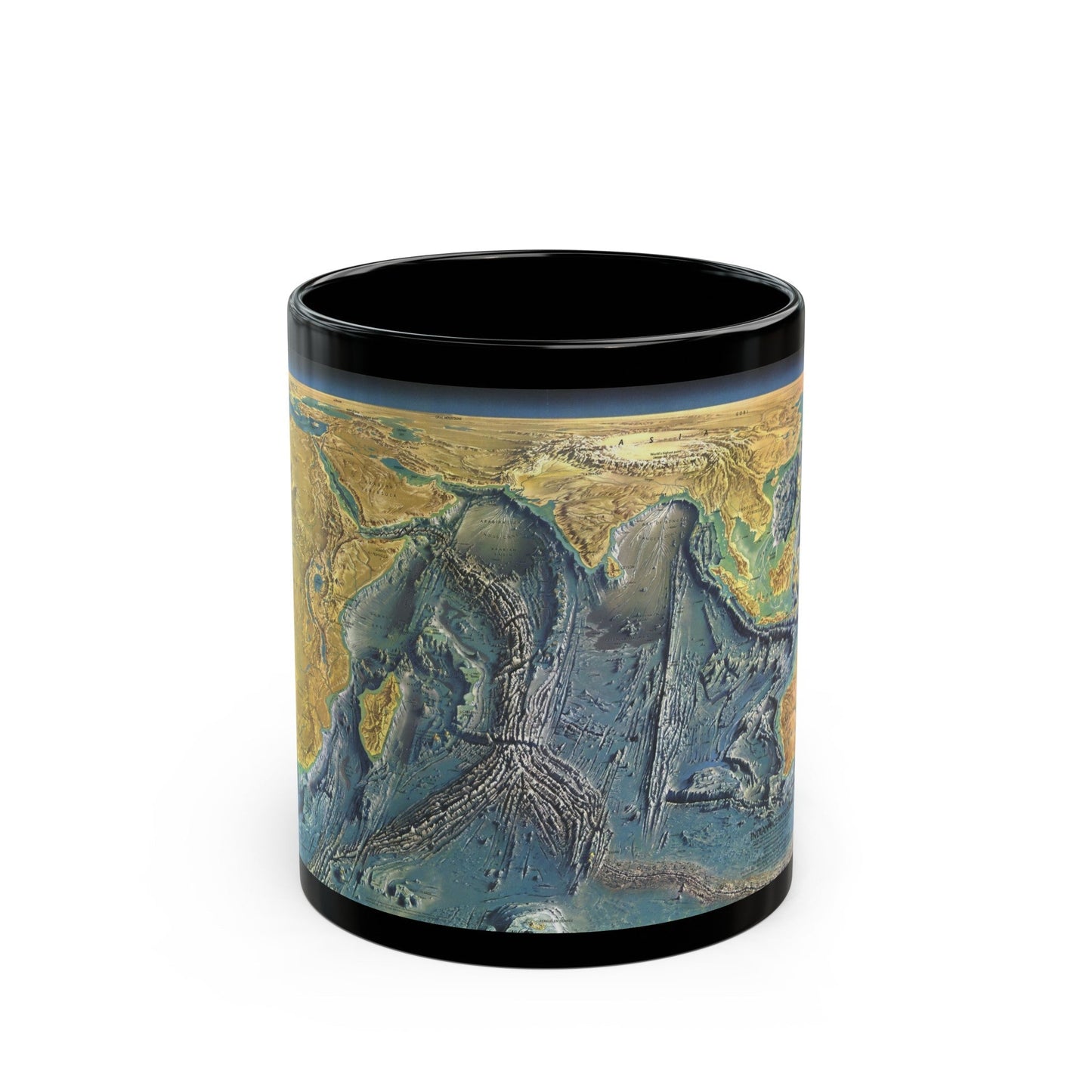 Indian Ocean Floor (1967) (Map) Black Coffee Mug-11oz-The Sticker Space