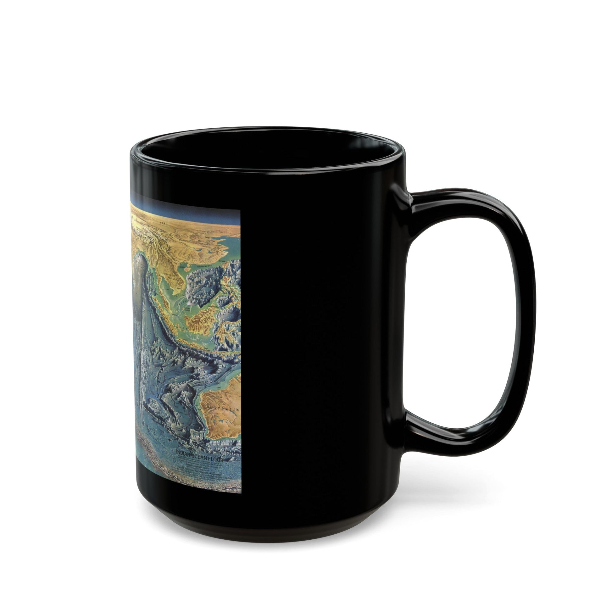 Indian Ocean Floor (1967) (Map) Black Coffee Mug-The Sticker Space