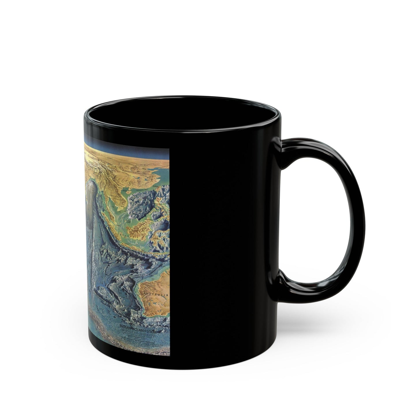 Indian Ocean Floor (1967) (Map) Black Coffee Mug-The Sticker Space