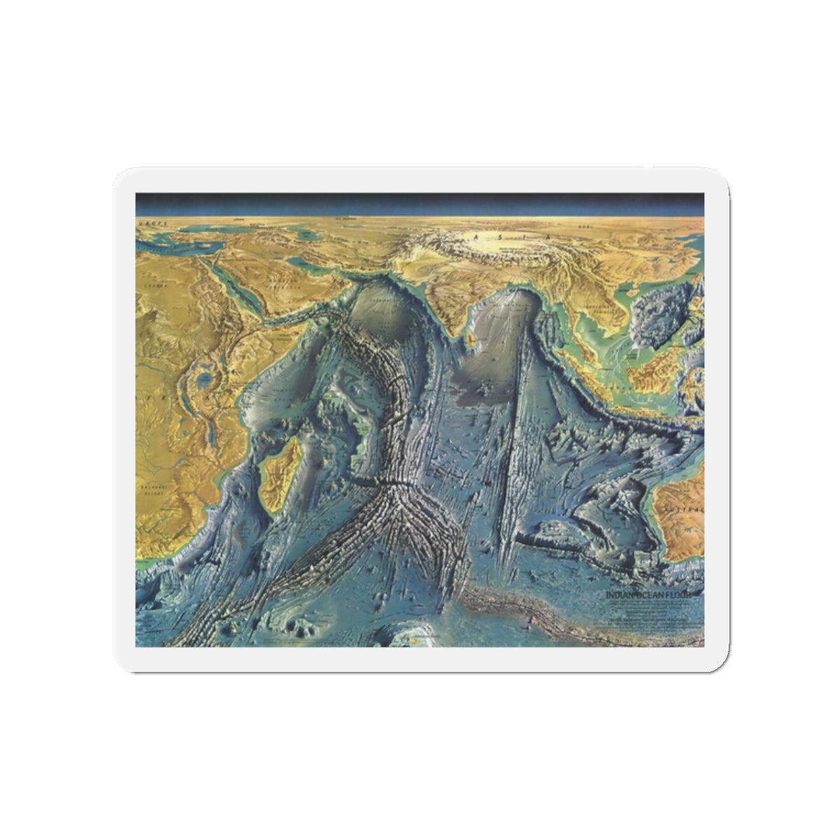 Indian Ocean Floor (1967) (Map) Refrigerator Magnet-2" x 2"-The Sticker Space