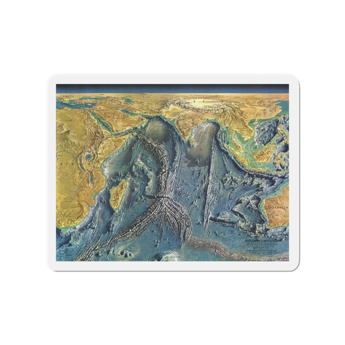 Indian Ocean Floor (1967) (Map) Refrigerator Magnet-3" x 3"-The Sticker Space