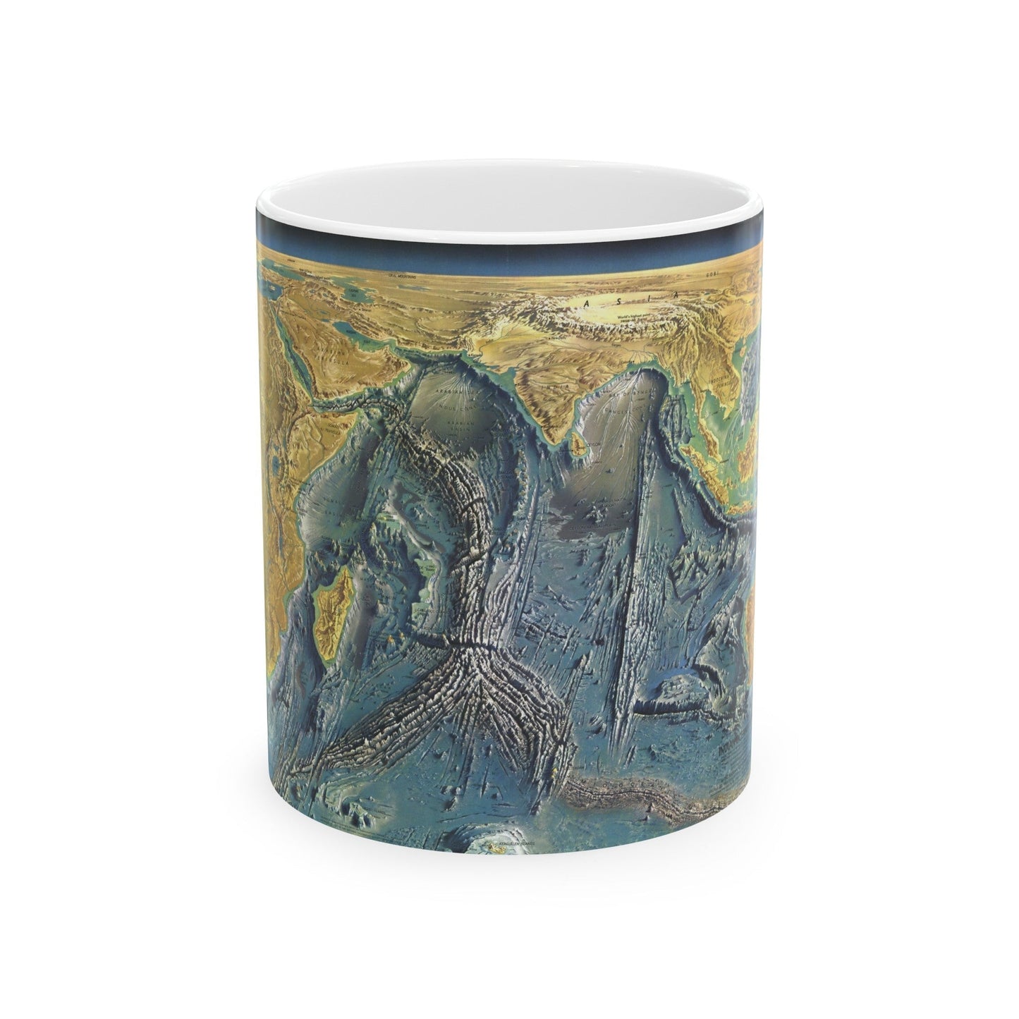 Indian Ocean Floor (1967) (Map) White Coffee Mug-11oz-The Sticker Space