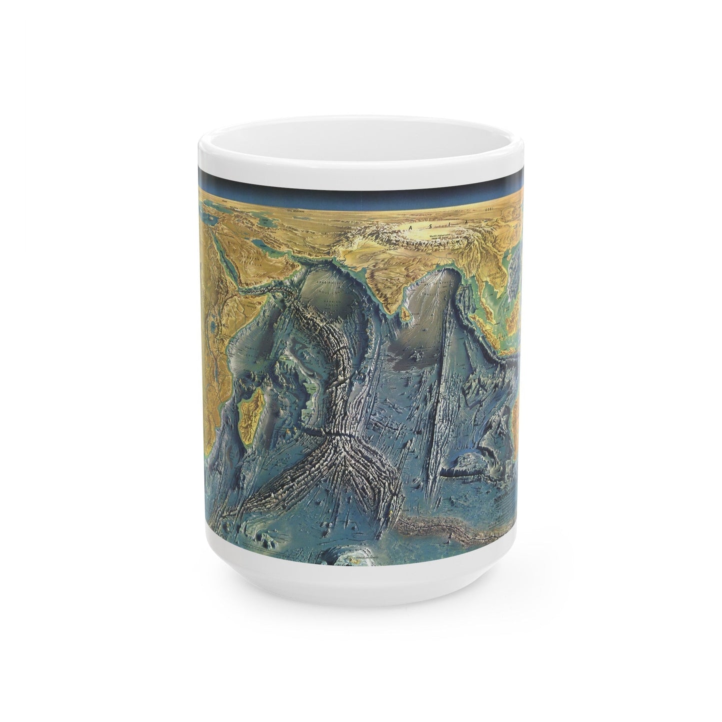 Indian Ocean Floor (1967) (Map) White Coffee Mug-15oz-The Sticker Space