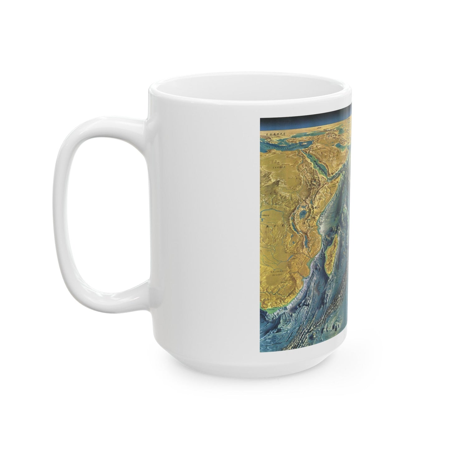 Indian Ocean Floor (1967) (Map) White Coffee Mug-The Sticker Space