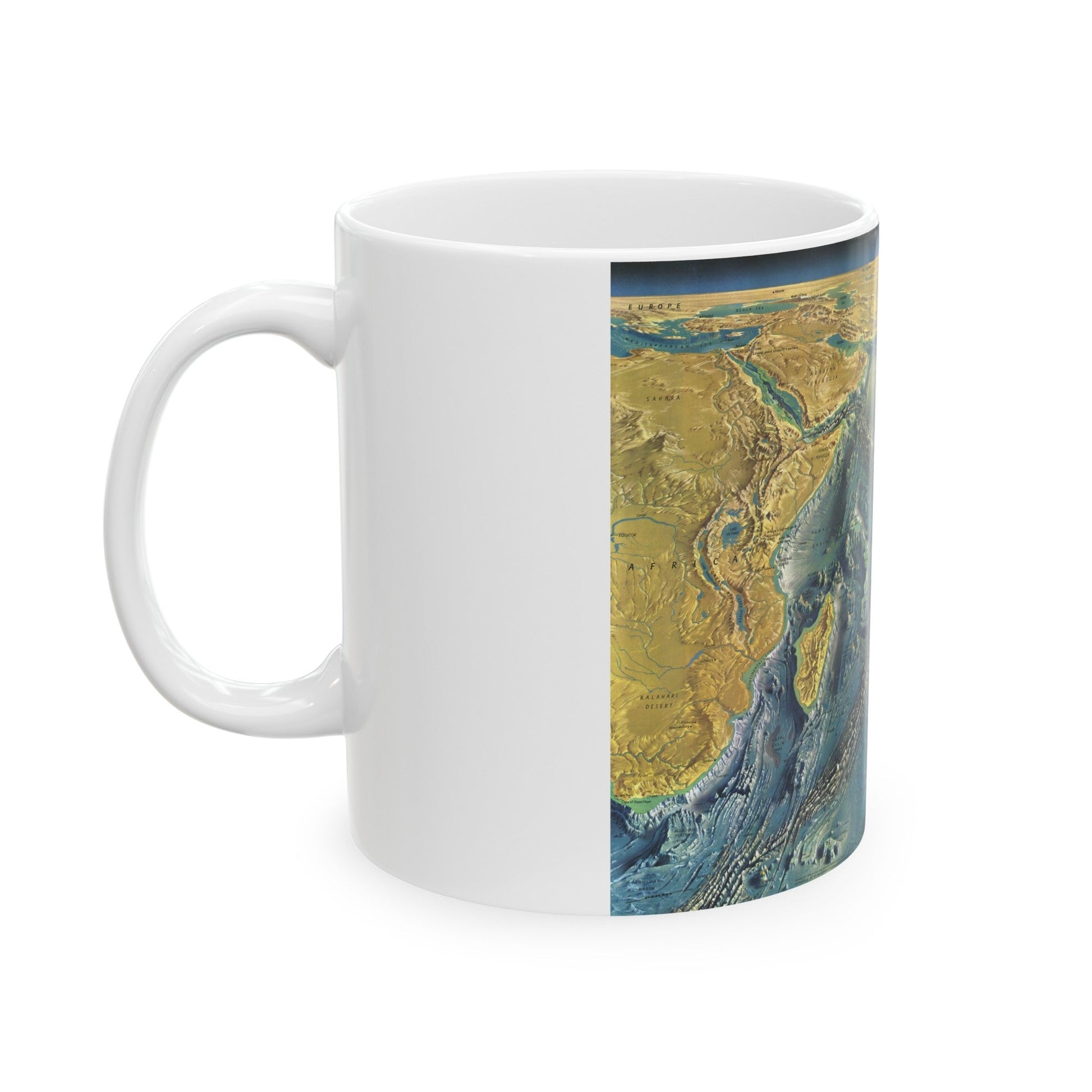 Indian Ocean Floor (1967) (Map) White Coffee Mug-The Sticker Space