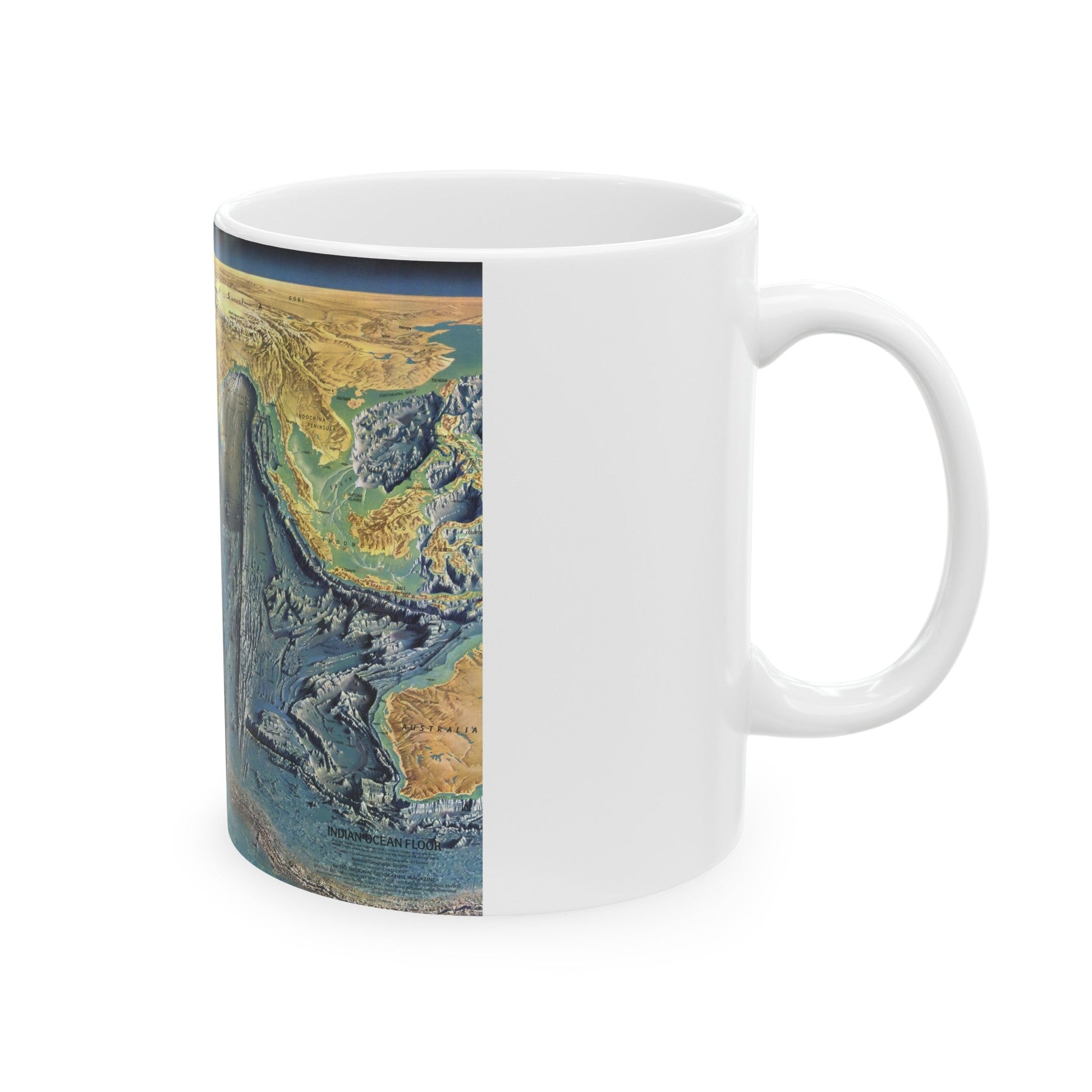 Indian Ocean Floor (1967) (Map) White Coffee Mug-The Sticker Space