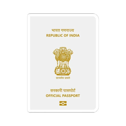 Indian Official Passport - STICKER Vinyl Kiss-Cut Decal 4 Inch White - The Sticker Space