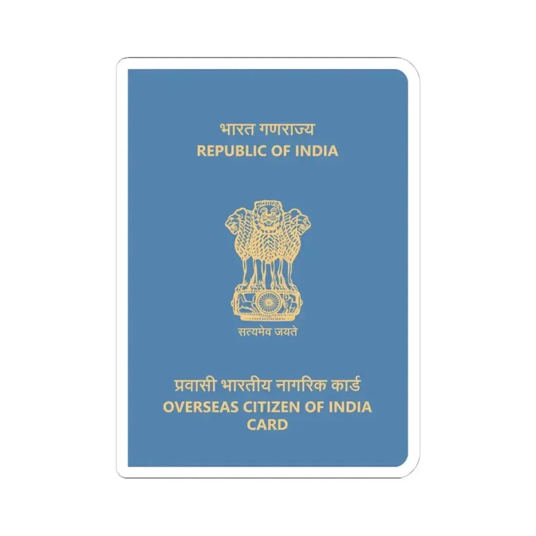 Indian Overseas Card - STICKER Vinyl Kiss-Cut Decal 4 Inch White - The Sticker Space
