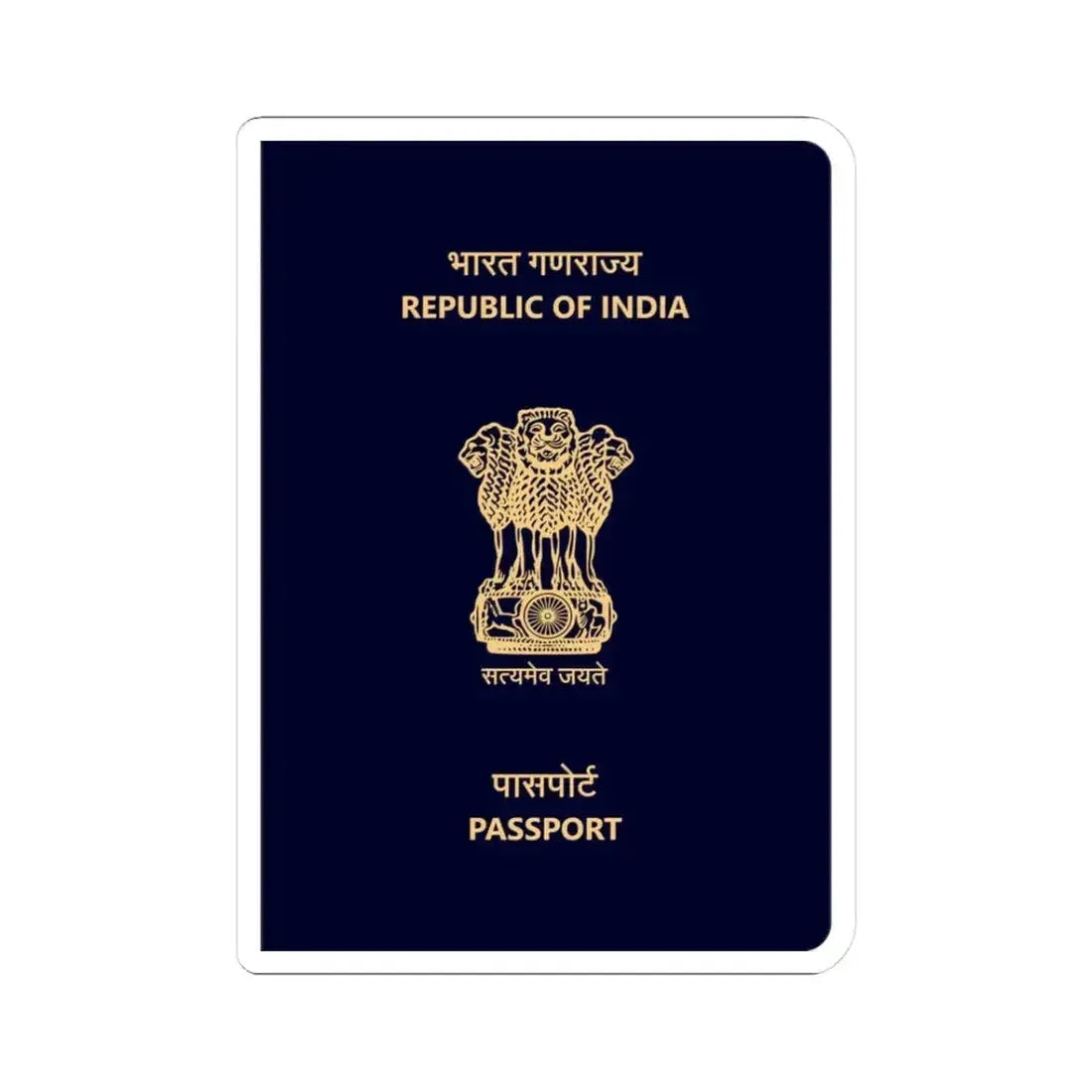 Indian Passport - STICKER Vinyl Kiss-Cut Decal 3 Inch White - The Sticker Space