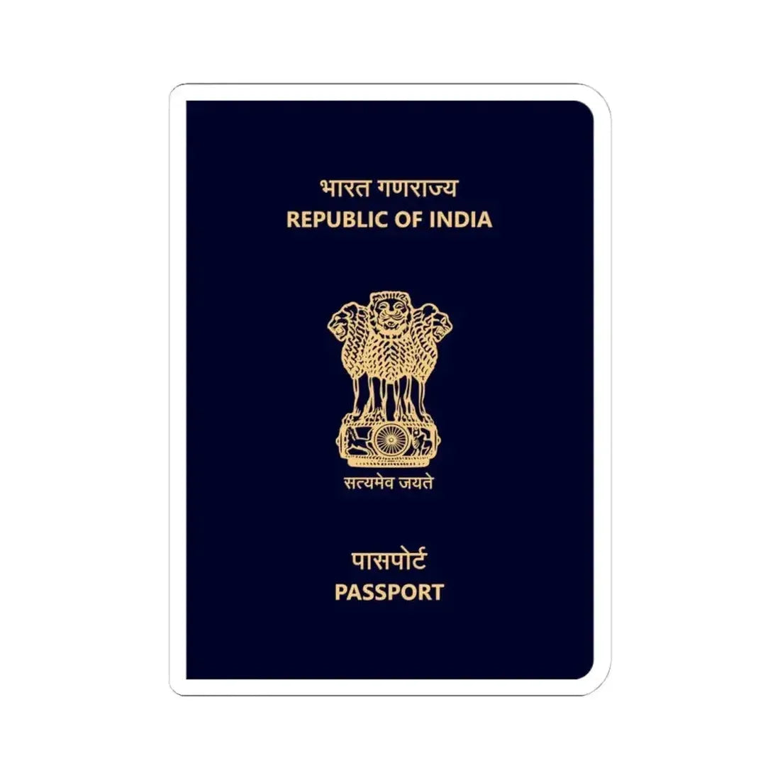 Indian Passport - STICKER Vinyl Kiss-Cut Decal 4 Inch White - The Sticker Space