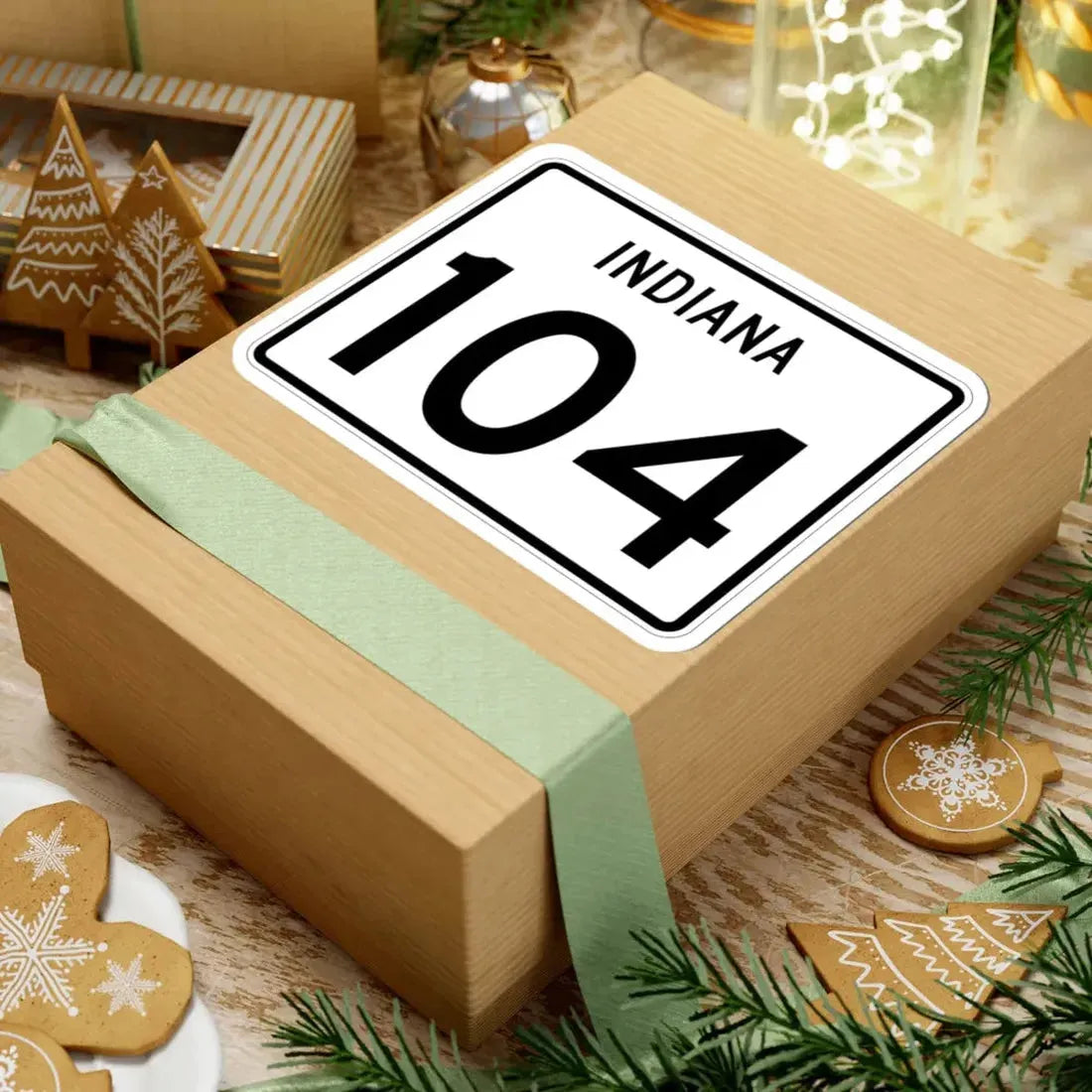 Indiana 104 (Indiana) (Road Sign) STICKER Vinyl Kiss-Cut Decal - The Sticker Space