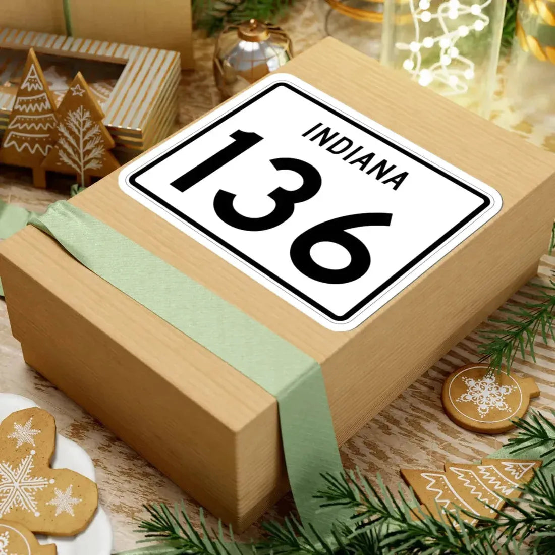 Indiana 136 (Indiana) (Road Sign) STICKER Vinyl Kiss-Cut Decal - The Sticker Space