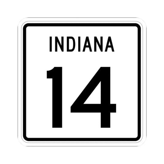 Indiana 14 (Indiana) (Road Sign) STICKER Vinyl Kiss-Cut Decal 2 Inch White - The Sticker Space
