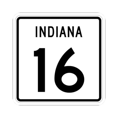 Indiana 16 (Indiana) (Road Sign) STICKER Vinyl Kiss-Cut Decal 2 Inch White - The Sticker Space