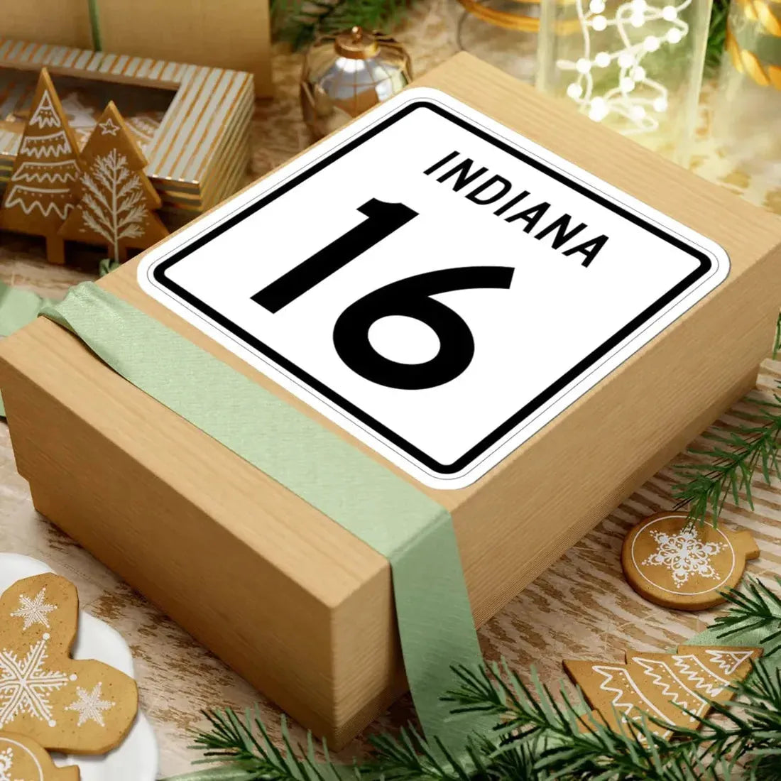 Indiana 16 (Indiana) (Road Sign) STICKER Vinyl Kiss-Cut Decal - The Sticker Space